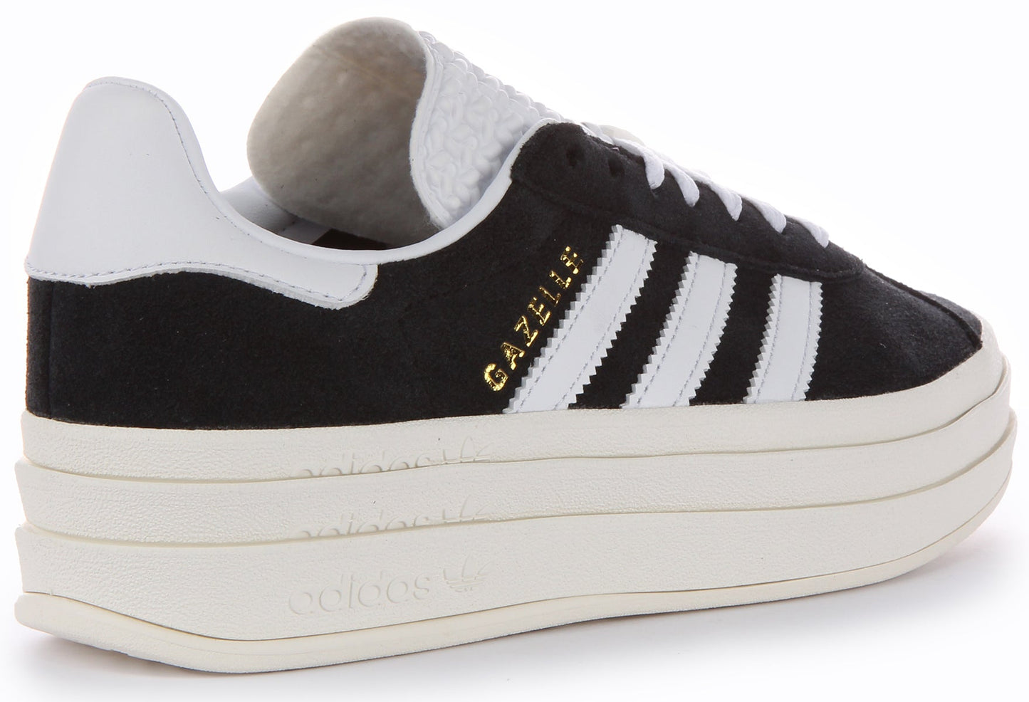 Adidas Gazelle Bold Baskets en daim à lacets et à plateforme pour femmes en noir blanc