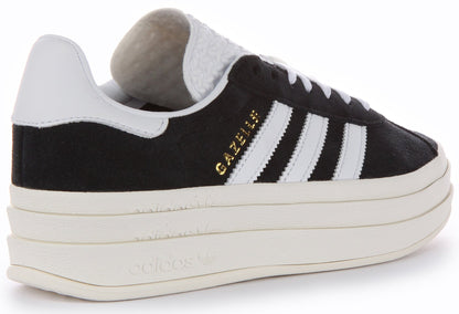 Adidas Gazelle Bold Baskets en daim à lacets et à plateforme pour femmes en noir blanc