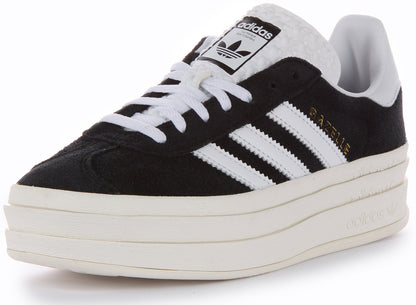 Adidas Gazelle Bold Baskets en daim à lacets et à plateforme pour femmes en noir blanc