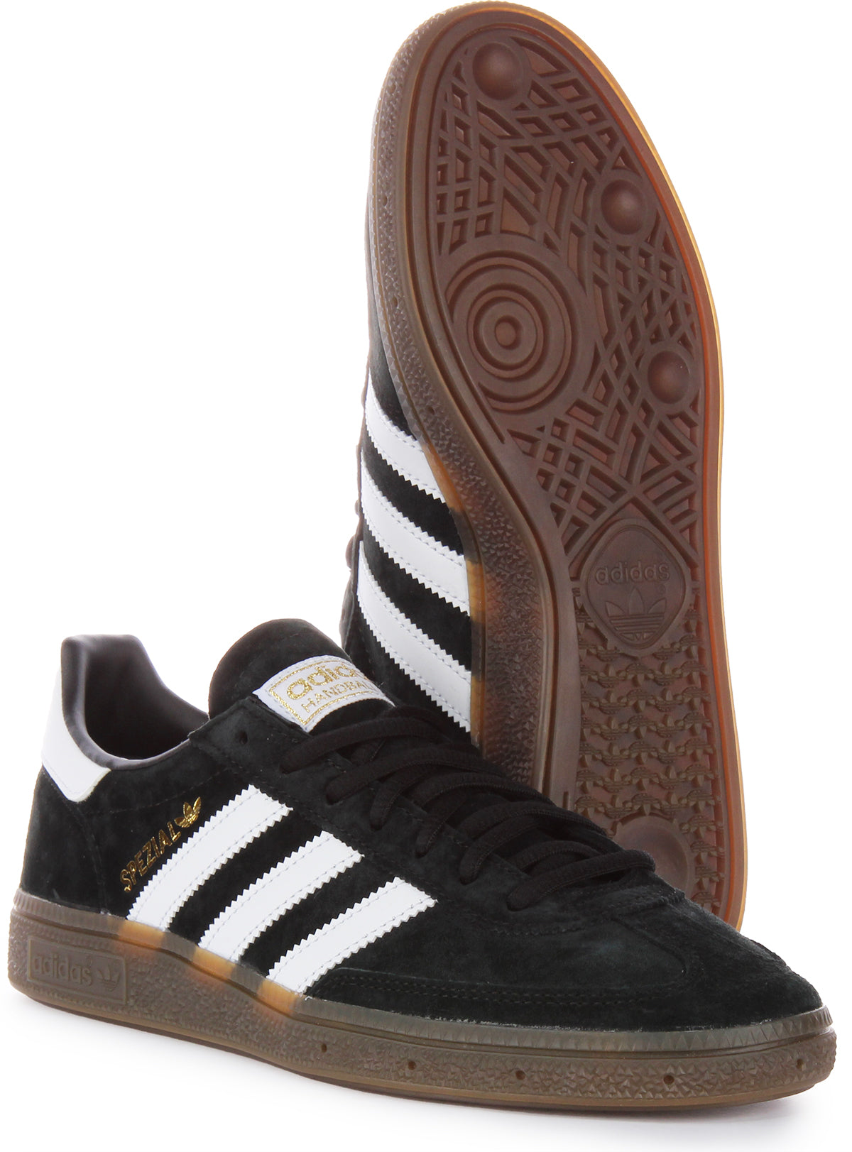 Adidas Handball Spezia Baskets Homme en Cuir Suédé Noir Blanc, Semelle Synthétique Solaire