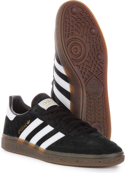 Adidas Handball Spezia Baskets Homme en Cuir Suédé Noir Blanc, Semelle Synthétique Solaire