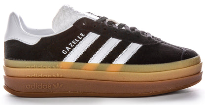 Baskets Adidas Gazelle Bold W Three Layers Q Pannel Gum Sole pour femmes en daim noir et blanc