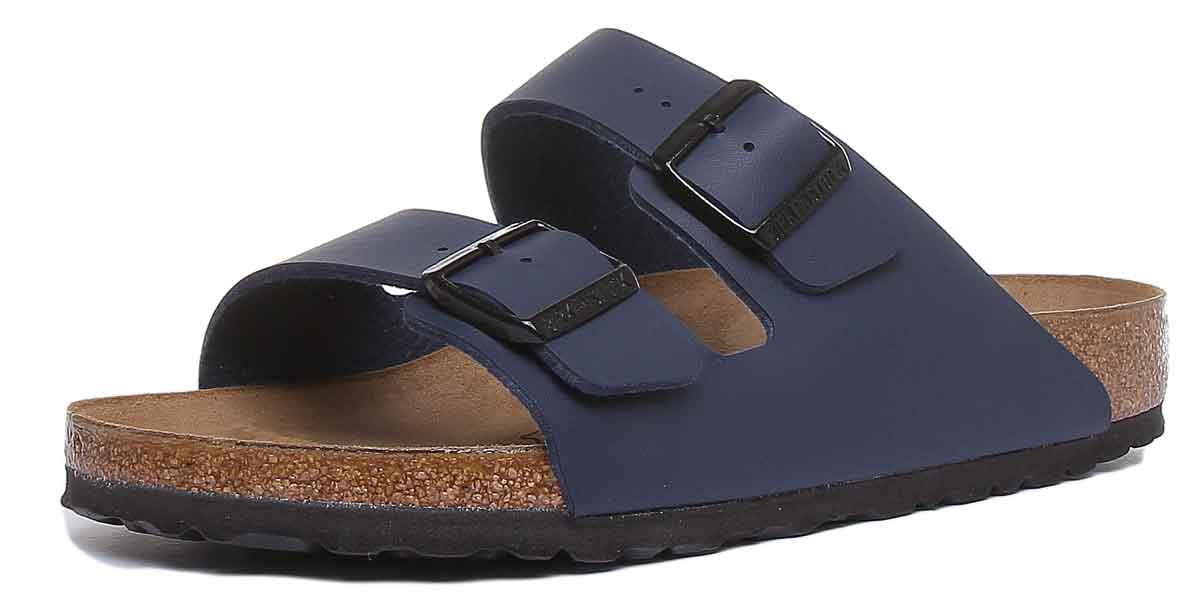 Birkenstock Arizona sandaleses bleues à deux brides, style Birko Flor
