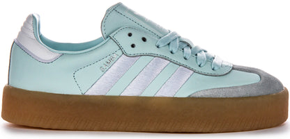 Adidas Platform 3 Stripes Retro Cont Sneakers Femme en Cuir Bleu