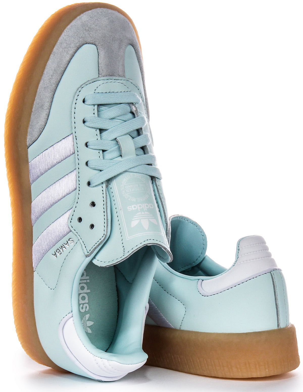 Adidas Platform 3 Stripes Retro Cont Sneakers Femme en Cuir Bleu