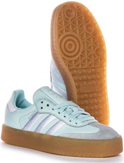 Adidas Platform 3 Stripes Retro Cont Sneakers Femme en Cuir Bleu