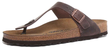 Birkenstock Gizeh sandale pour femmes en cuir huilé de style marron thong
