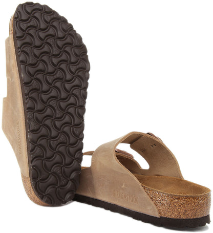 Birkenstock Arizona Sandales à deux brides en cuir nubuck huilé pour femmes en brun