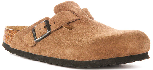 Birkenstock Boston Bs In Brown Suede | Narrow Fit