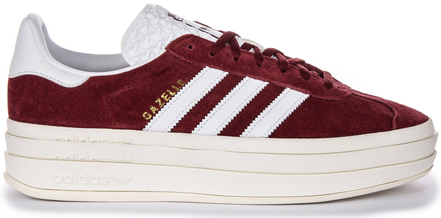 Adidas Gazelle Bold W Trois couches Baskets en cuir suédé pour femmes couleur bourgogne
