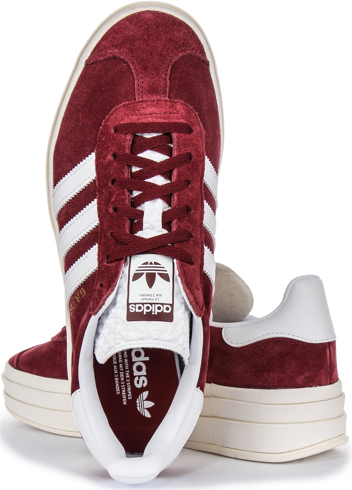 Adidas Gazelle Bold W Trois couches Baskets en cuir suédé pour femmes couleur bourgogne