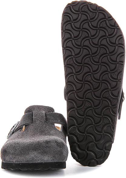 Birkenstock Boston Bs In Charcoal Suede | Narrow Fit