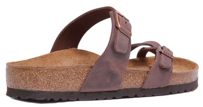 Birkenstock Mayari Sandale à lanières en cuir huilé pour femmes, brun foncé