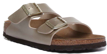 Birkenstock Arizona Sandales Birko Flor à Deux Brides pour Femmes en Birko Flor en Or