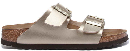 Birkenstock Arizona Sandales Birko Flor à Deux Brides pour Femmes en Birko Flor en Or