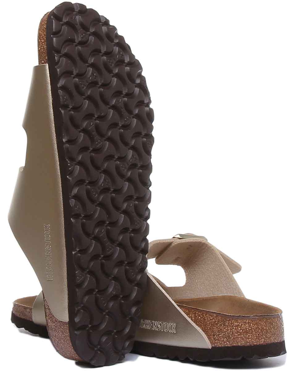 Birkenstock Arizona Sandales Birko Flor à Deux Brides pour Femmes en Birko Flor en Or