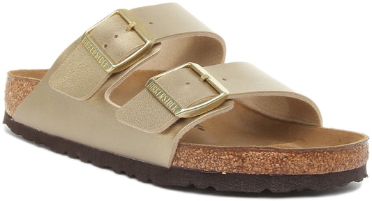 Birkenstock Arizona Sandales Birko Flor à double lanière pour femmes en or