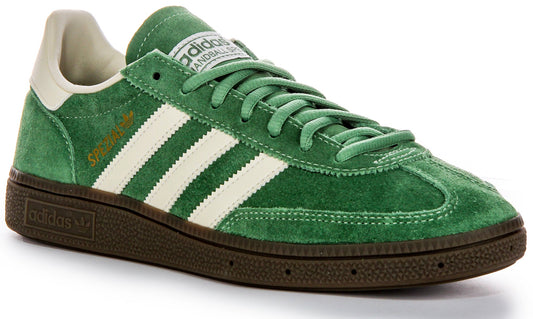 Baskets en cuir suédé pour hommes Adidas Handball Spezia avec semelle extérieure en gomme et empiècements synthétiques solaires en vert