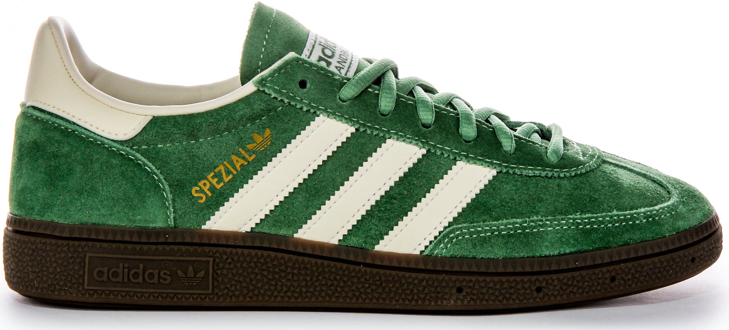 Baskets en cuir suédé pour hommes Adidas Handball Spezia avec semelle extérieure en gomme et empiècements synthétiques solaires en vert
