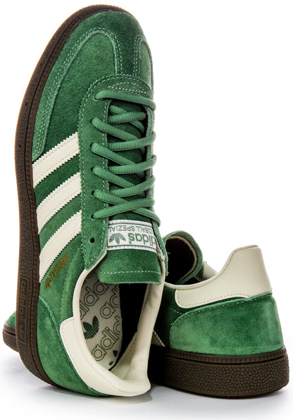 Baskets en cuir suédé pour hommes Adidas Handball Spezia avec semelle extérieure en gomme et empiècements synthétiques solaires en vert