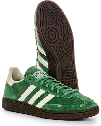 Baskets en cuir suédé pour hommes Adidas Handball Spezia avec semelle extérieure en gomme et empiècements synthétiques solaires en vert