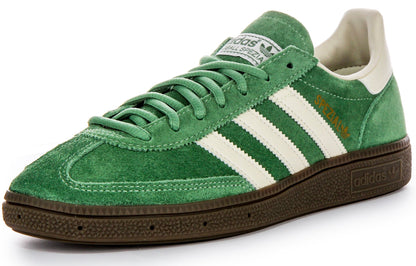 Baskets en cuir suédé pour hommes Adidas Handball Spezia avec semelle extérieure en gomme et empiècements synthétiques solaires en vert