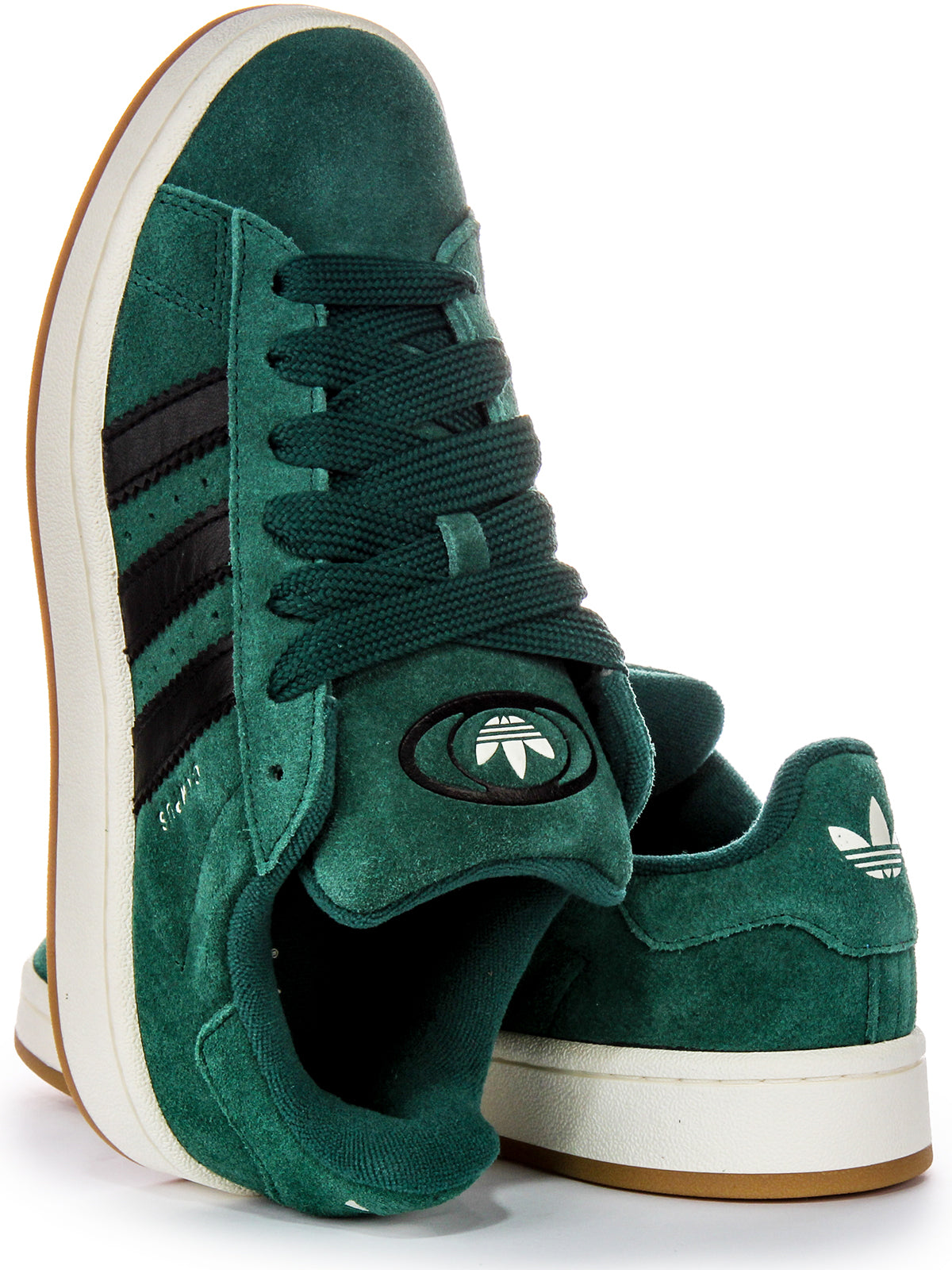 Baskets en cuir suédé vert et noir Adidas Campus 00S