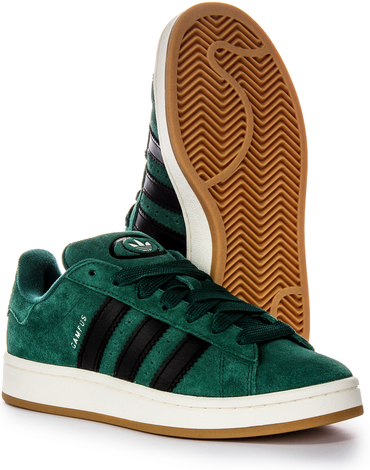 Baskets en cuir suédé vert et noir Adidas Campus 00S