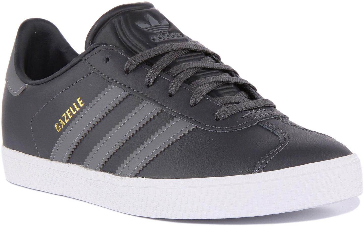 Adidas Gazelle J Baskets rétro en cuir à lacets pour jeunes en gris