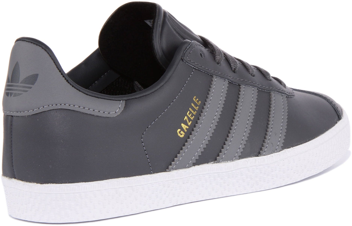 Adidas Gazelle J Baskets rétro en cuir à lacets pour jeunes en gris