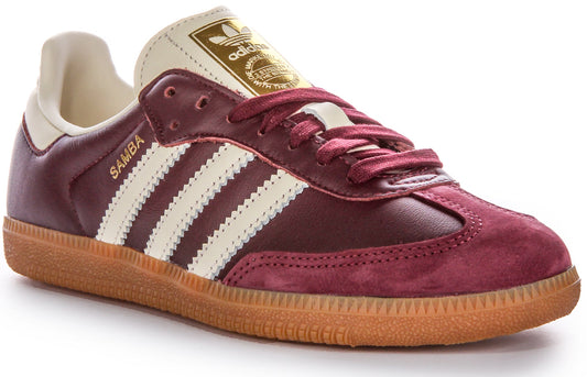 Baskets rétro classiques Adidas Samba OG à lacets pour hommes et femmes en cuir marron foncé