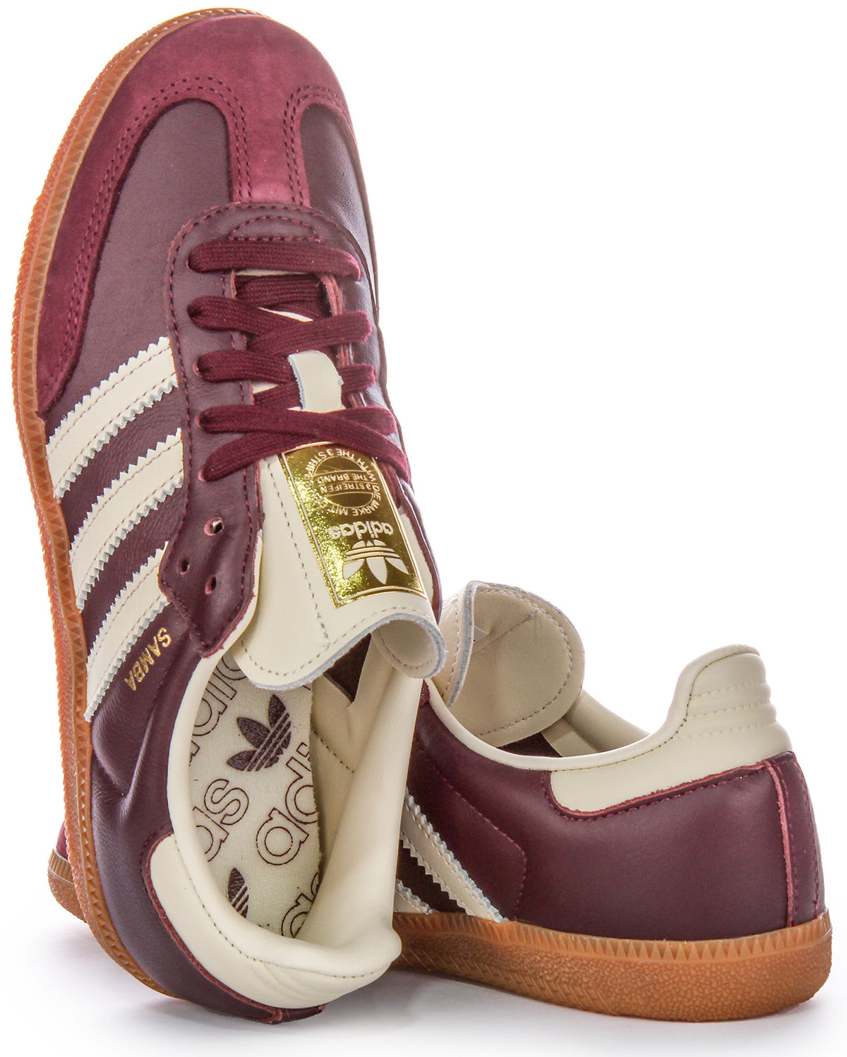 Baskets rétro classiques Adidas Samba OG à lacets pour hommes et femmes en cuir marron foncé