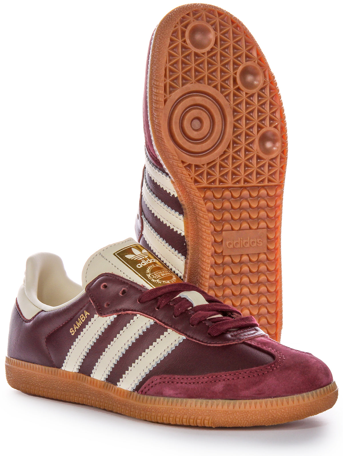Baskets rétro classiques Adidas Samba OG à lacets pour hommes et femmes en cuir marron foncé