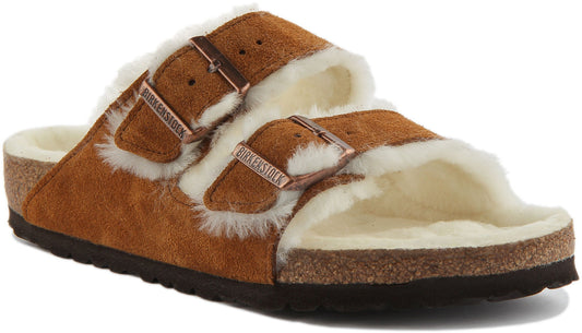 Birkenstock Arizona Shearling Sandale à double lanière en daim poure en vison