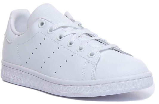 Adidas Stan Smith J Baskets en cuir à lacets pour jeunes en noir