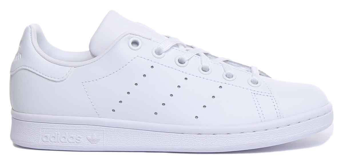 Adidas Stan Smith J Baskets en cuir à lacets pour jeunes en noir