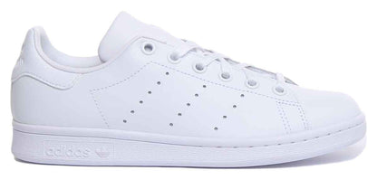 Adidas Stan Smith J Baskets en cuir à lacets pour jeunes en noir