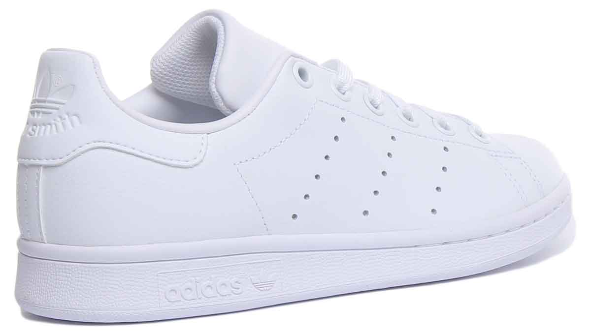Adidas Stan Smith J Baskets en cuir à lacets pour jeunes en noir