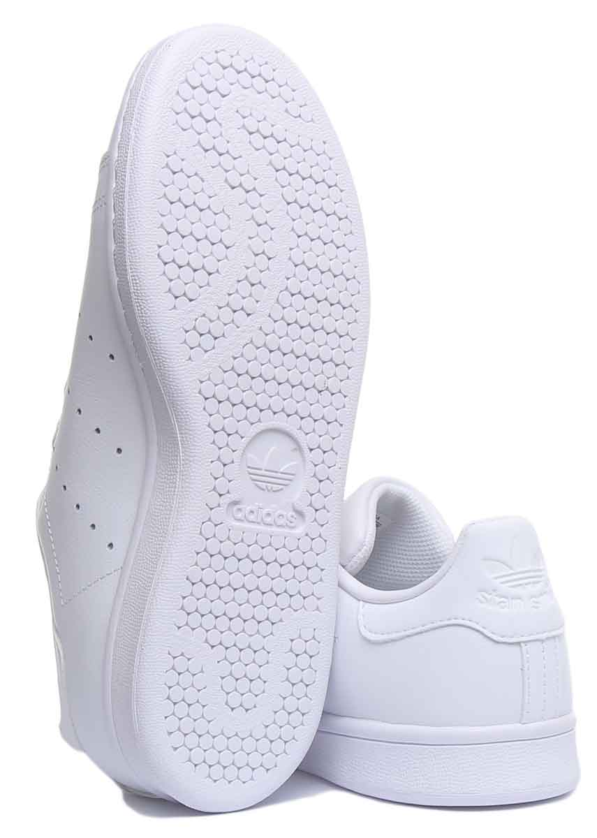 Adidas Stan Smith J Baskets en cuir à lacets pour jeunes en noir