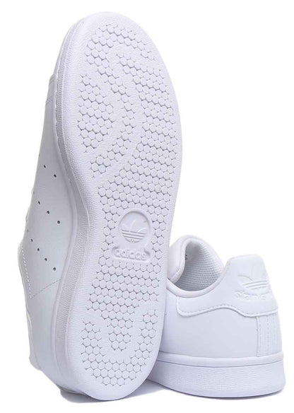 Adidas Stan Smith J Baskets en cuir à lacets pour jeunes en noir