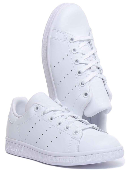 Adidas Stan Smith J Baskets en cuir à lacets pour jeunes en noir
