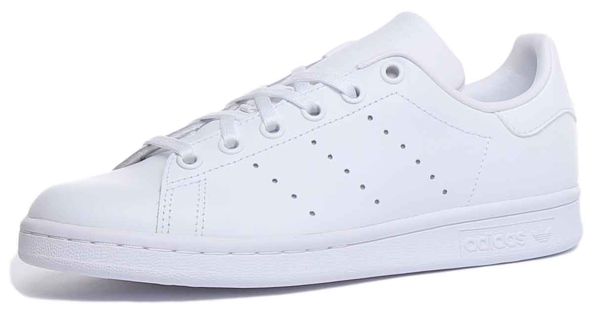 Adidas Stan Smith J Baskets en cuir à lacets pour jeunes en noir