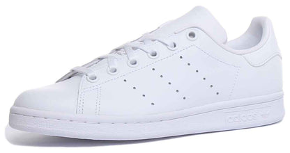 Adidas Stan Smith J Baskets en cuir à lacets pour jeunes en noir
