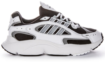Baskets Adidas Ozmillen 90s Design Adiplus Cushioning pour hommes en cuir et toile blanc et noir
