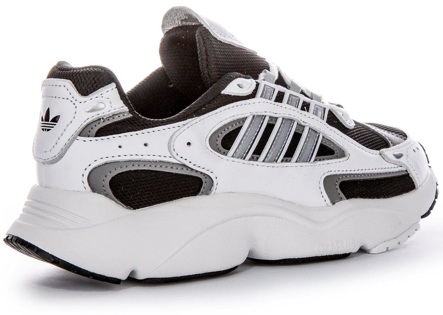 Baskets Adidas Ozmillen 90s Design Adiplus Cushioning pour hommes en cuir et toile blanc et noir