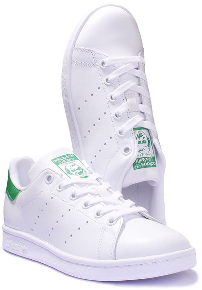 Adidas Stan Smith Baskets en cuir à lacets pour femmes en blanc vert