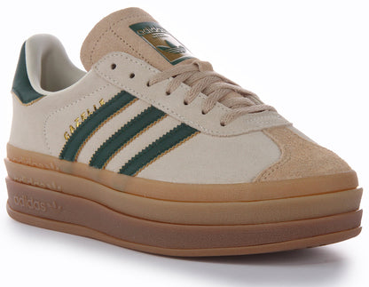 Baskets Adidas Gazelle Three Layers Q Pannel Gum Sole pour femmes en blanc vert