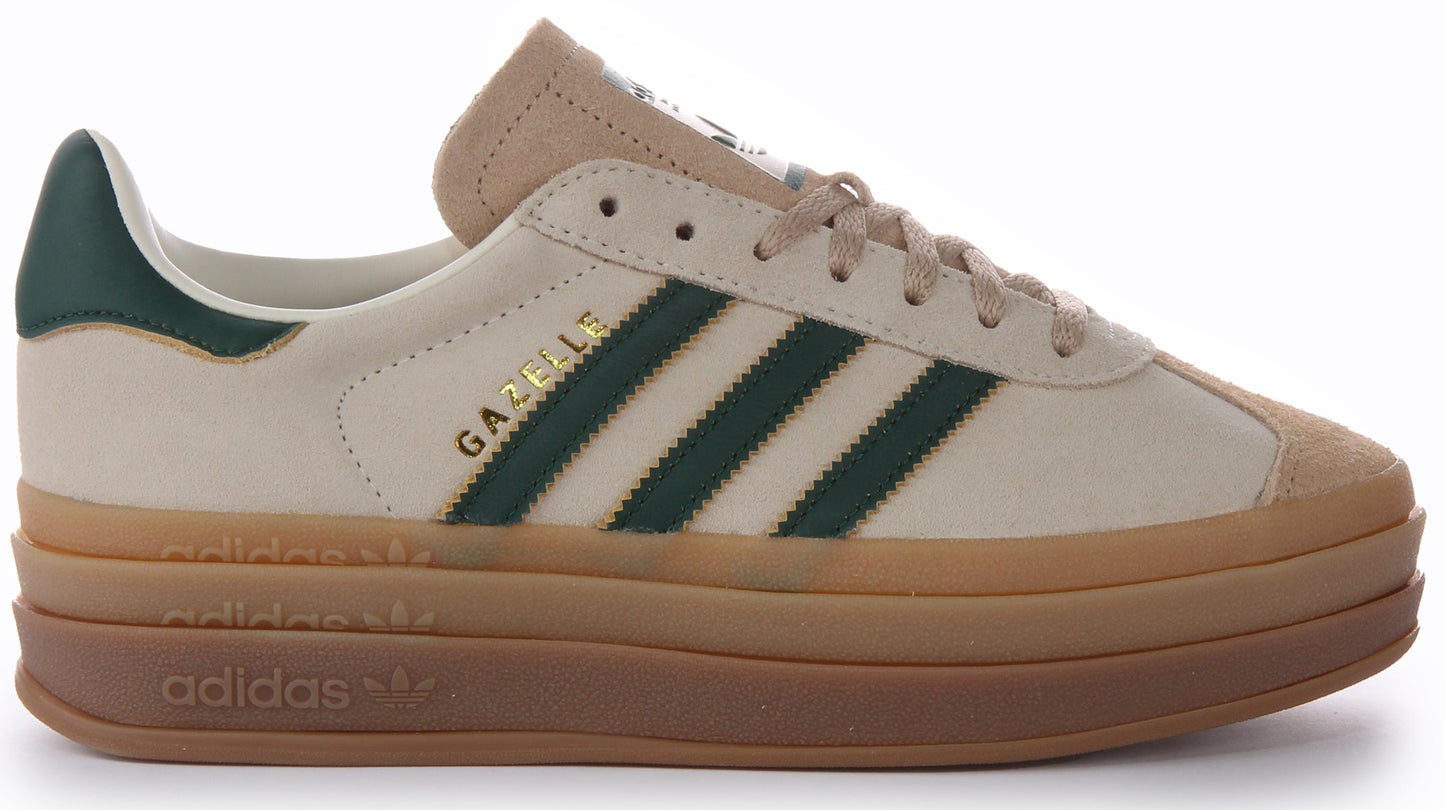 Baskets Adidas Gazelle Three Layers Q Pannel Gum Sole pour femmes en blanc vert