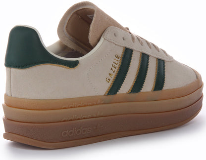Baskets Adidas Gazelle Three Layers Q Pannel Gum Sole pour femmes en blanc vert