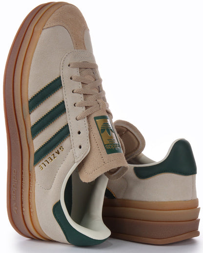 Baskets Adidas Gazelle Three Layers Q Pannel Gum Sole pour femmes en blanc vert